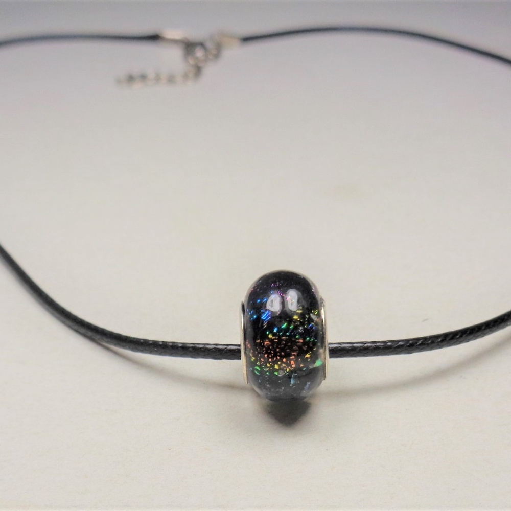 SURFERS BLACK MYSTIC RAINBOW BEAD BLACK BRACELET - Picture 2 of 8